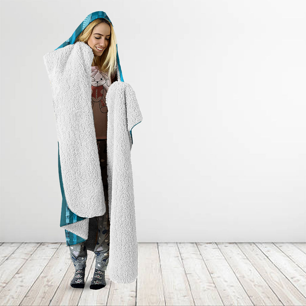 Personalised Fiji Language Week Sugarcane Masi Hooded Blanket Blue Tapa Tribal Pattern DT05 - Polynesian Pride
