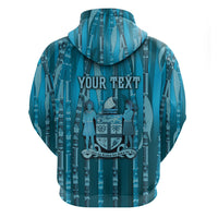 Personalised Fiji Language Week Sugarcane Masi Hoodie Blue Tapa Tribal Pattern DT05 - Polynesian Pride