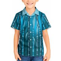 Personalised Fiji Language Week Sugarcane Masi Kid Hawaiian Shirt Blue Tapa Tribal Pattern DT05 Kid Blue - Polynesian Pride