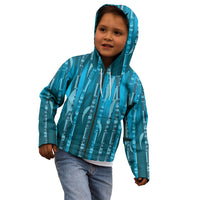 Personalised Fiji Language Week Sugarcane Masi Kid Hoodie Blue Tapa Tribal Pattern DT05 - Polynesian Pride