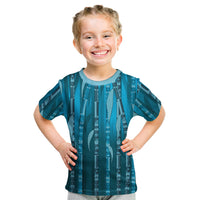 Personalised Fiji Language Week Sugarcane Masi Kid T Shirt Blue Tapa Tribal Pattern DT05 Blue - Polynesian Pride