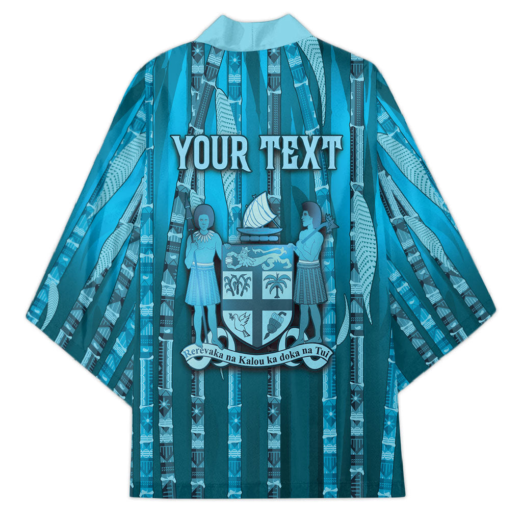 Personalised Fiji Language Week Sugarcane Masi Kimono Blue Tapa Tribal Pattern DT05 - Polynesian Pride