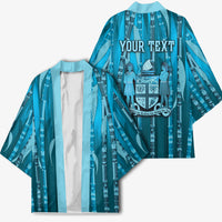 Personalised Fiji Language Week Sugarcane Masi Kimono Blue Tapa Tribal Pattern DT05 - Polynesian Pride