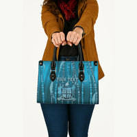 Personalised Fiji Language Week Sugarcane Masi Leather Bag Blue Tapa Tribal Pattern DT05 - Polynesian Pride