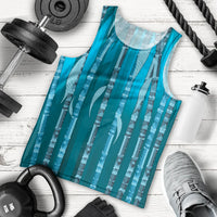 Personalised Fiji Language Week Sugarcane Masi Men Tank Top Blue Tapa Tribal Pattern DT05 - Polynesian Pride