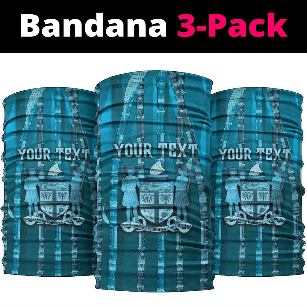 Personalised Fiji Language Week Sugarcane Masi Neck Gaiter Blue Tapa Tribal Pattern DT05 package One Size: 25*50cm Blue - Polynesian Pride