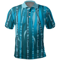 Personalised Fiji Language Week Sugarcane Masi Polo Shirt Blue Tapa Tribal Pattern DT05 Blue - Polynesian Pride