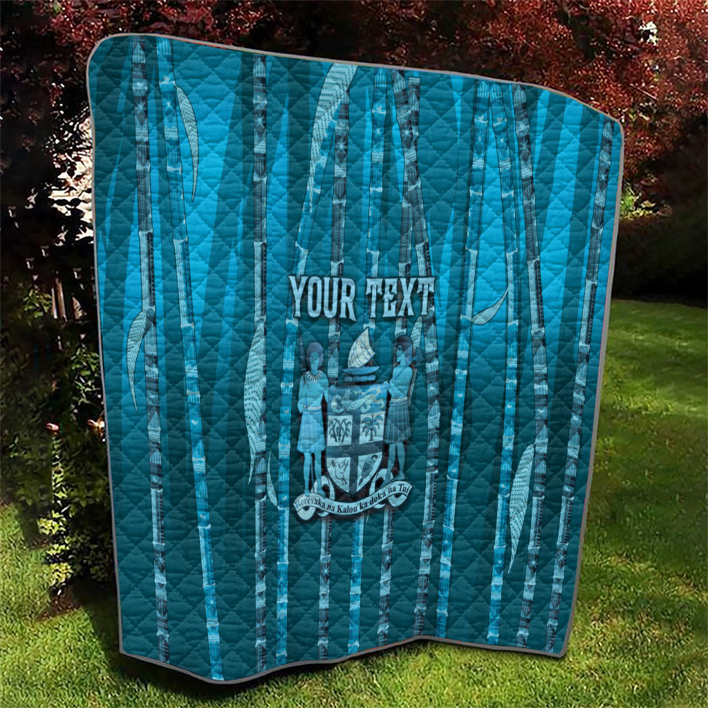 Personalised Fiji Language Week Sugarcane Masi Quilt Blue Tapa Tribal Pattern DT05 - Polynesian Pride