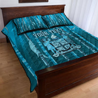 Personalised Fiji Language Week Sugarcane Masi Quilt Bed Set Blue Tapa Tribal Pattern DT05 - Polynesian Pride