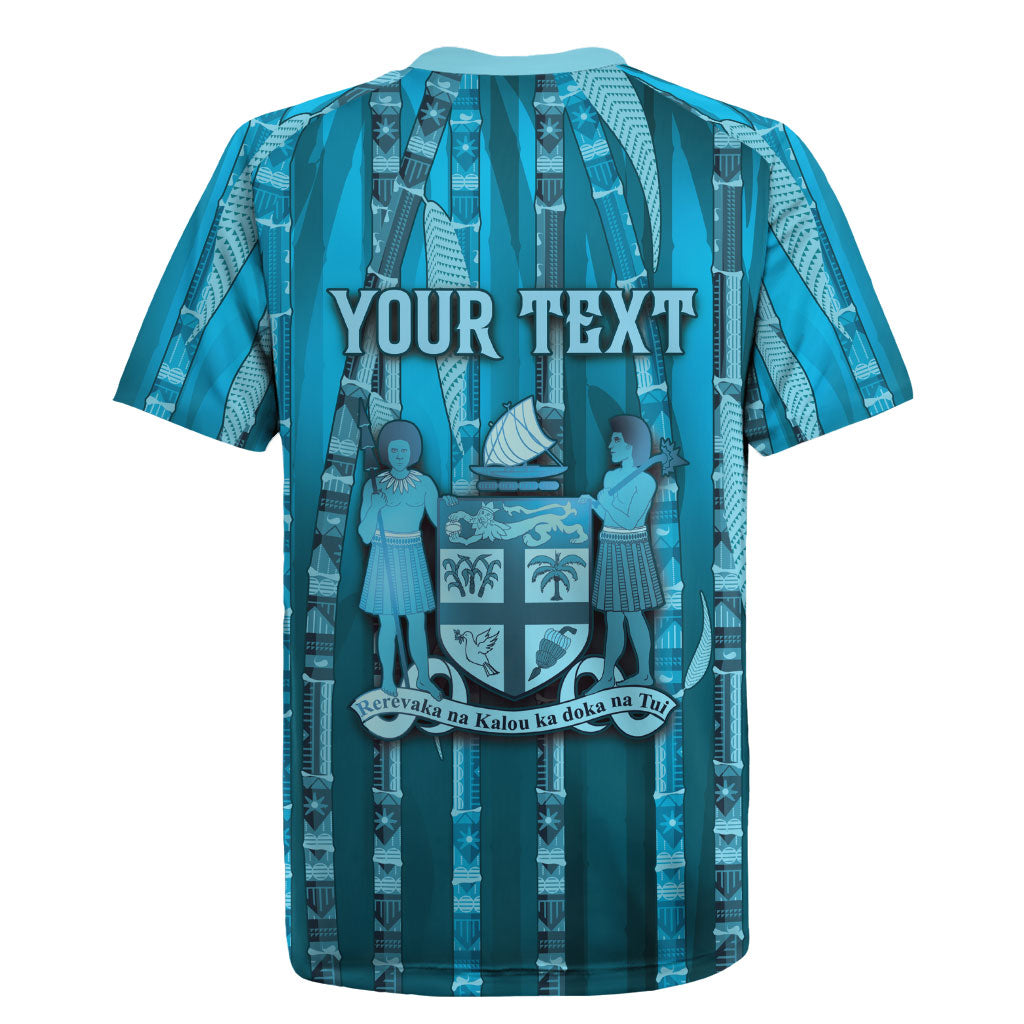 Personalised Fiji Language Week Sugarcane Masi Rugby Jersey Blue Tapa Tribal Pattern DT05 - Polynesian Pride