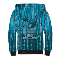 Personalised Fiji Language Week Sugarcane Masi Sherpa Hoodie Blue Tapa Tribal Pattern DT05 - Polynesian Pride