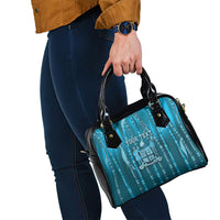 Personalised Fiji Language Week Sugarcane Masi Shoulder Handbag Blue Tapa Tribal Pattern DT05 - Polynesian Pride