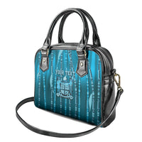 Personalised Fiji Language Week Sugarcane Masi Shoulder Handbag Blue Tapa Tribal Pattern DT05 - Polynesian Pride