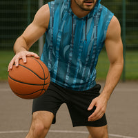 Personalised Fiji Language Week Sugarcane Masi Sleeveless Hoodie Blue Tapa Tribal Pattern DT05 - Polynesian Pride