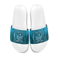 Personalised Fiji Language Week Sugarcane Masi Slide Sandals Blue Tapa Tribal Pattern DT05 Blue - Polynesian Pride