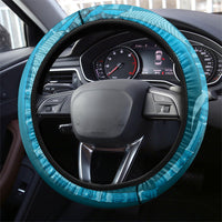 Fiji Language Week Sugarcane Masi Steering Wheel Cover Blue Tapa Tribal Pattern DT05 - Polynesian Pride