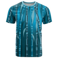 Personalised Fiji Language Week Sugarcane Masi T Shirt Blue Tapa Tribal Pattern DT05 Blue - Polynesian Pride