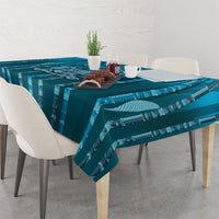 Personalised Fiji Language Week Sugarcane Masi Tablecloth Blue Tapa Tribal Pattern DT05 - Polynesian Pride