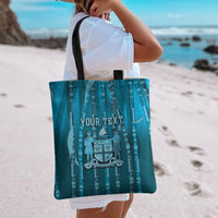 Personalised Fiji Language Week Sugarcane Masi Tote Bag Blue Tapa Tribal Pattern DT05 - Polynesian Pride