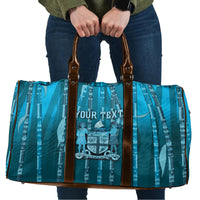 Personalised Fiji Language Week Sugarcane Masi Travel Bag Blue Tapa Tribal Pattern DT05 Blue - Polynesian Pride