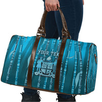 Personalised Fiji Language Week Sugarcane Masi Travel Bag Blue Tapa Tribal Pattern DT05 - Polynesian Pride