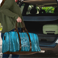 Personalised Fiji Language Week Sugarcane Masi Travel Bag Blue Tapa Tribal Pattern DT05 - Polynesian Pride
