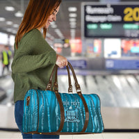 Personalised Fiji Language Week Sugarcane Masi Travel Bag Blue Tapa Tribal Pattern DT05 - Polynesian Pride