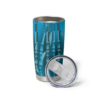 Personalised Fiji Language Week Sugarcane Masi Tumbler Cup Blue Tapa Tribal Pattern DT05 - Polynesian Pride