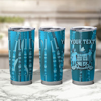 Personalised Fiji Language Week Sugarcane Masi Tumbler Cup Blue Tapa Tribal Pattern DT05 - Polynesian Pride