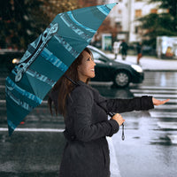 Personalised Fiji Language Week Sugarcane Masi Umbrella Blue Tapa Tribal Pattern DT05 - Polynesian Pride