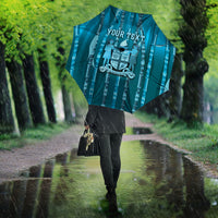Personalised Fiji Language Week Sugarcane Masi Umbrella Blue Tapa Tribal Pattern DT05 - Polynesian Pride