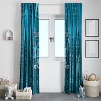 Personalised Fiji Language Week Sugarcane Masi Window Curtain Blue Tapa Tribal Pattern DT05 - Polynesian Pride