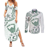 Aloha Hawaii Shaka Couples Matching Summer Maxi Dress and Long Sleeve Button Shirt Hang Loose Mint Version DT05 Mint - Polynesian Pride