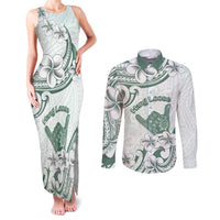 Aloha Hawaii Shaka Couples Matching Tank Maxi Dress and Long Sleeve Button Shirt Hang Loose Mint Version - Polynesian Pride