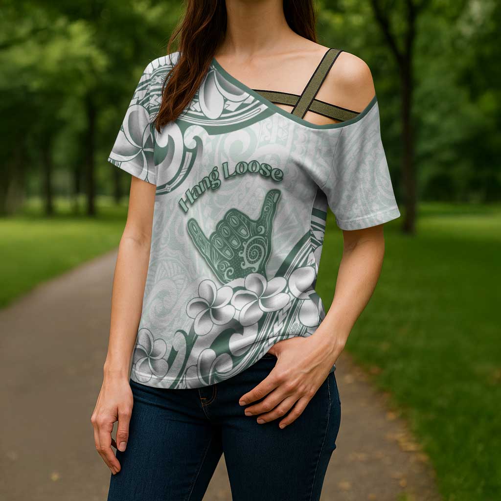 Aloha Hawaii Shaka Cross Shoulder Shirt Hang Loose Mint Version - Polynesian Pride