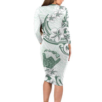 Aloha Hawaii Shaka Family Matching Long Sleeve Bodycon Dress and Hawaiian Shirt Hang Loose Mint Version DT05 - Polynesian Pride