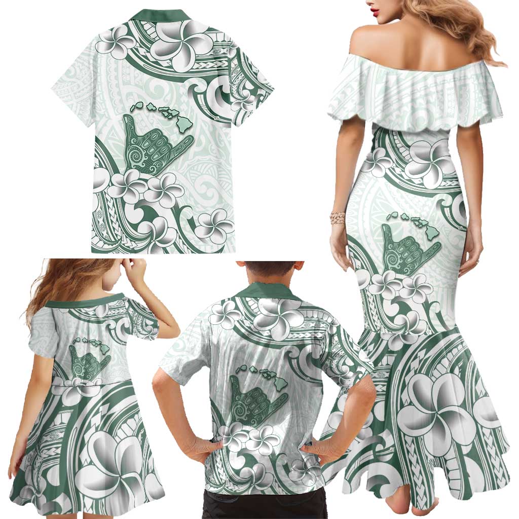 Aloha Hawaii Shaka Family Matching Mermaid Dress and Hawaiian Shirt Hang Loose Mint Version DT05 - Polynesian Pride