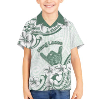 Aloha Hawaii Shaka Family Matching Off The Shoulder Long Sleeve Dress and Hawaiian Shirt Hang Loose Mint Version DT05 Son's Shirt Mint - Polynesian Pride