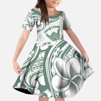 Aloha Hawaii Shaka Family Matching Off Shoulder Maxi Dress and Hawaiian Shirt Hang Loose Mint Version DT05 Daughter's Dress Mint - Polynesian Pride