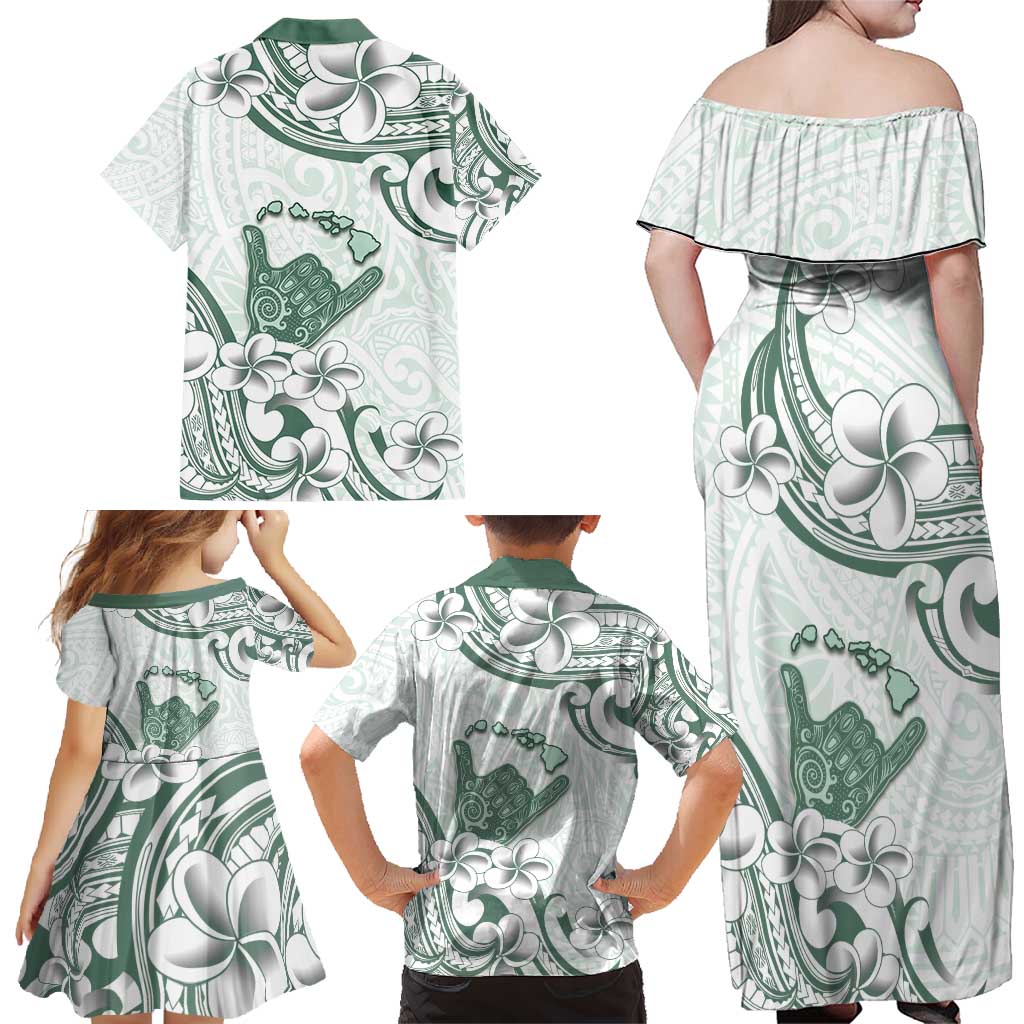 Aloha Hawaii Shaka Family Matching Off Shoulder Maxi Dress and Hawaiian Shirt Hang Loose Mint Version DT05 - Polynesian Pride