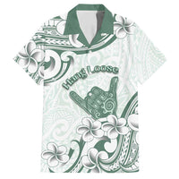 Aloha Hawaii Shaka Family Matching Off Shoulder Maxi Dress and Hawaiian Shirt Hang Loose Mint Version DT05 Dad's Shirt - Short Sleeve Mint - Polynesian Pride