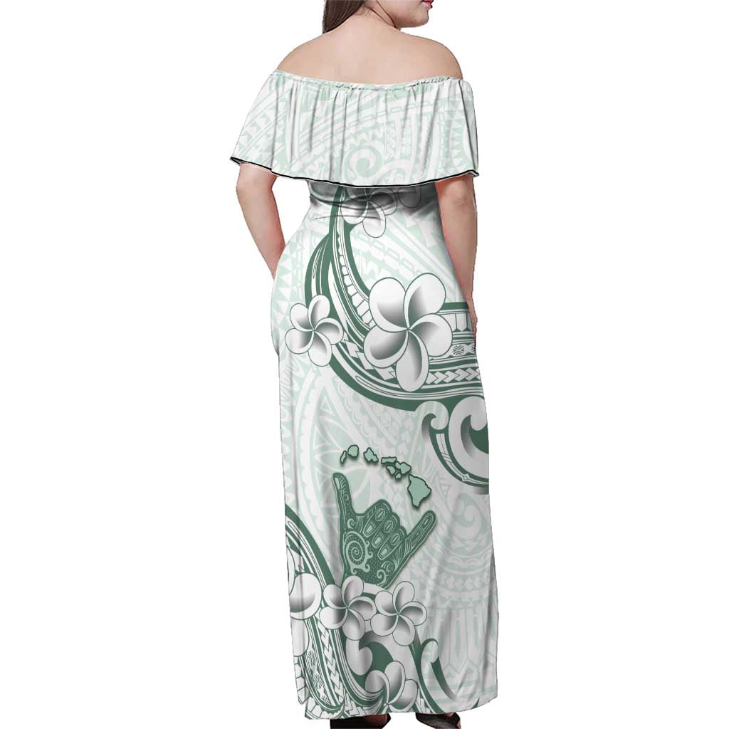 Aloha Hawaii Shaka Family Matching Off Shoulder Maxi Dress and Hawaiian Shirt Hang Loose Mint Version DT05 - Polynesian Pride