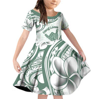 Aloha Hawaii Shaka Family Matching Off Shoulder Short Dress and Hawaiian Shirt Hang Loose Mint Version DT05 Daughter's Dress Mint - Polynesian Pride