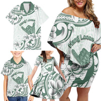 Aloha Hawaii Shaka Family Matching Off Shoulder Short Dress and Hawaiian Shirt Hang Loose Mint Version DT05 - Polynesian Pride