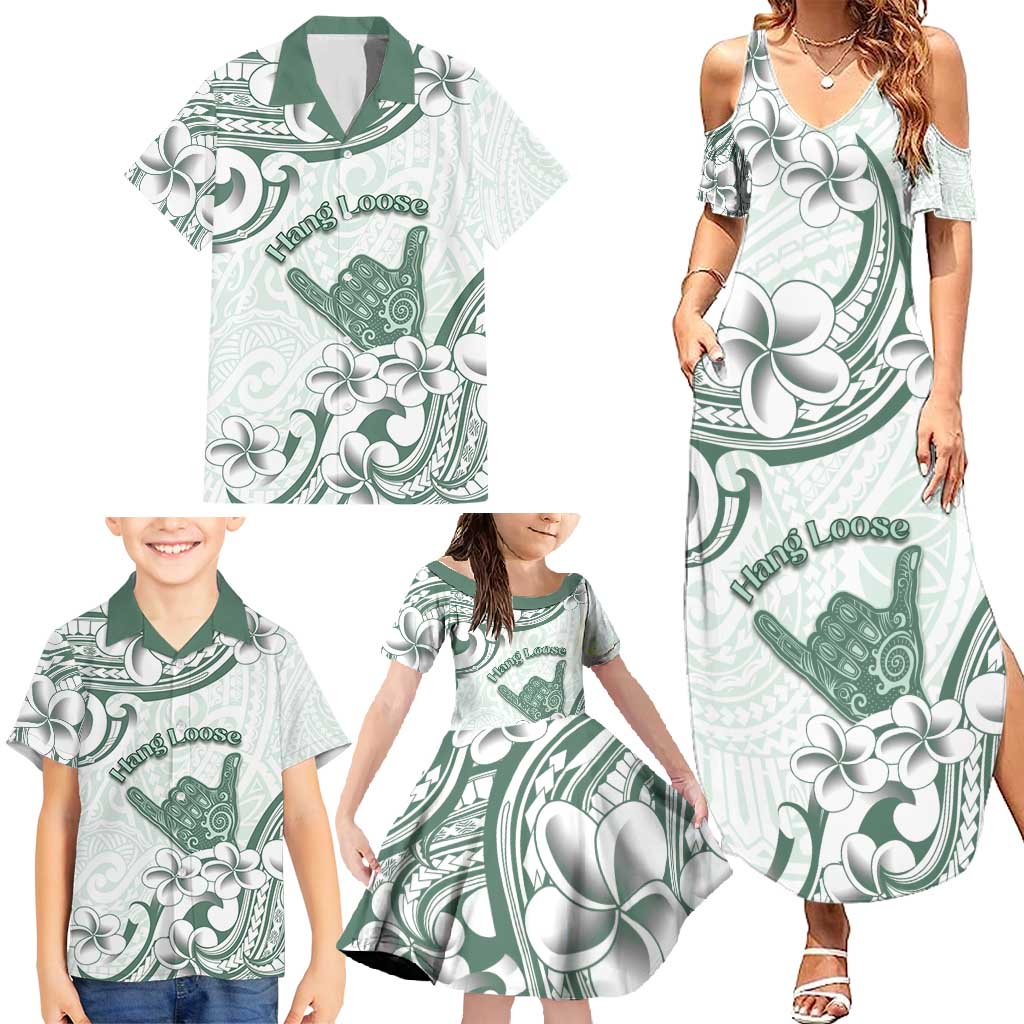 Aloha Hawaii Shaka Family Matching Summer Maxi Dress and Hawaiian Shirt Hang Loose Mint Version DT05 - Polynesian Pride