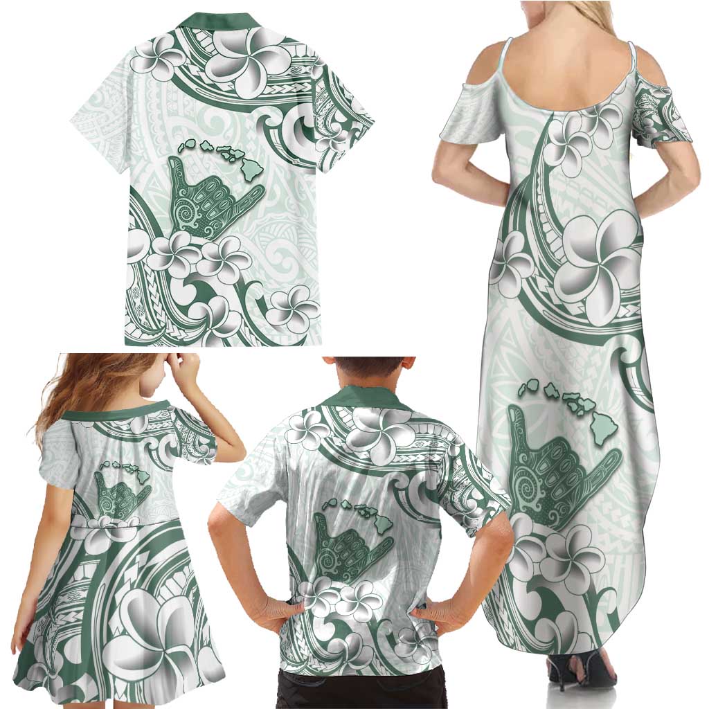 Aloha Hawaii Shaka Family Matching Summer Maxi Dress and Hawaiian Shirt Hang Loose Mint Version DT05 - Polynesian Pride