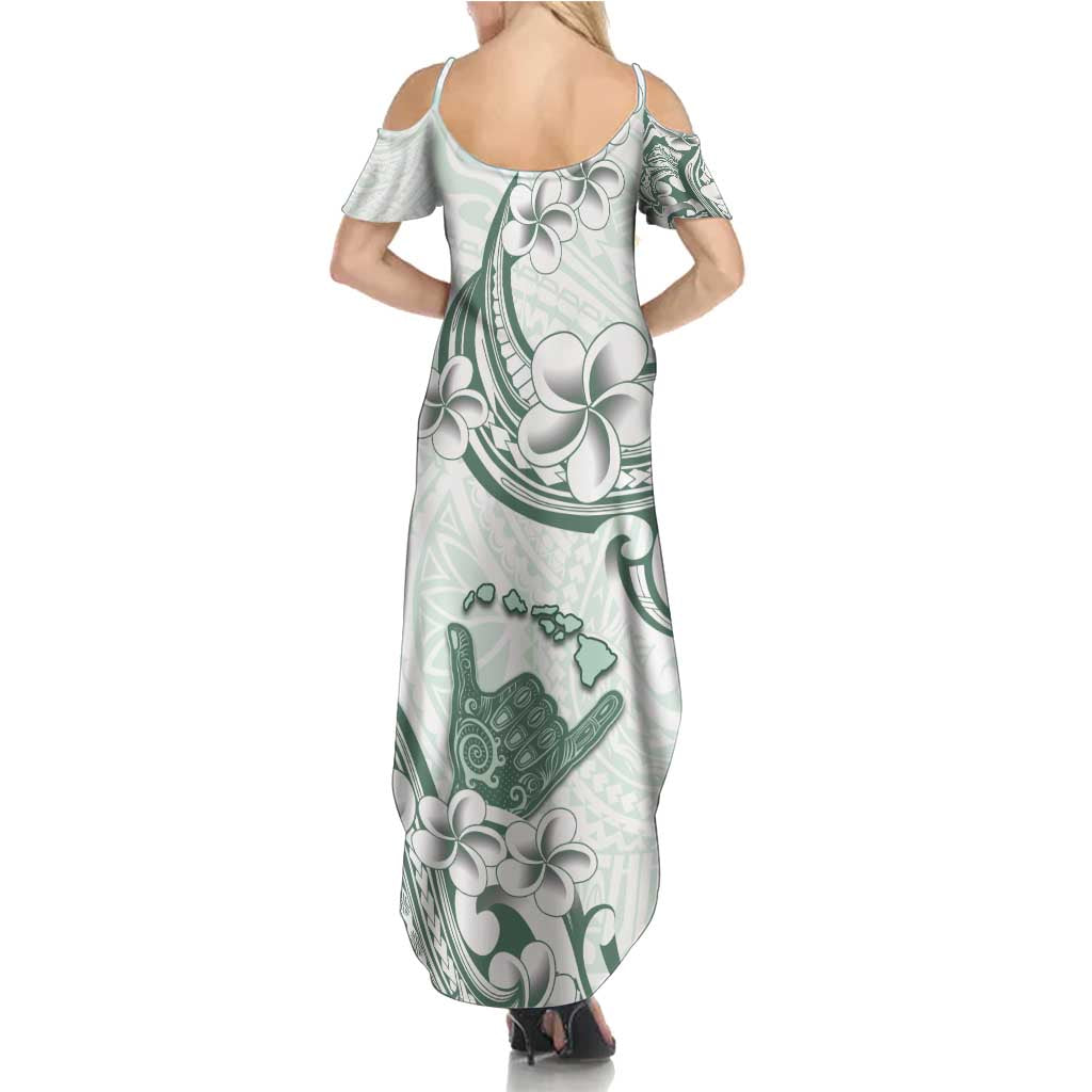 Aloha Hawaii Shaka Family Matching Summer Maxi Dress and Hawaiian Shirt Hang Loose Mint Version DT05 - Polynesian Pride