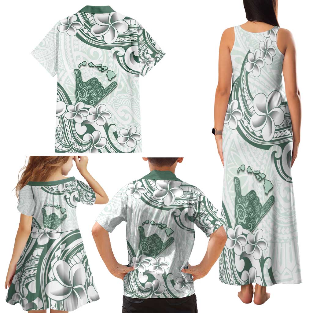 Aloha Hawaii Shaka Family Matching Tank Maxi Dress and Hawaiian Shirt Hang Loose Mint Version DT05 - Polynesian Pride