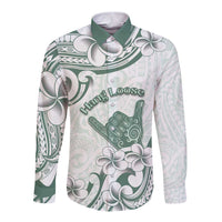 Aloha Hawaii Shaka Long Sleeve Button Shirt Hang Loose Mint Version - Polynesian Pride