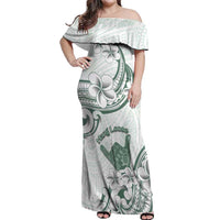 Aloha Hawaii Shaka Off Shoulder Maxi Dress Hang Loose Mint Version DT05 Women Mint - Polynesian Pride